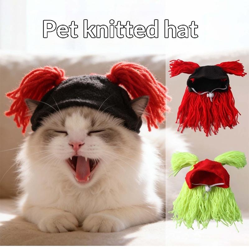 Fun Pet Dog Cat Leaky Ear Yarn Cap Rock Roll Funny Pet Decoration Headgear Pet Supplies Party Costume Apparel Accessories