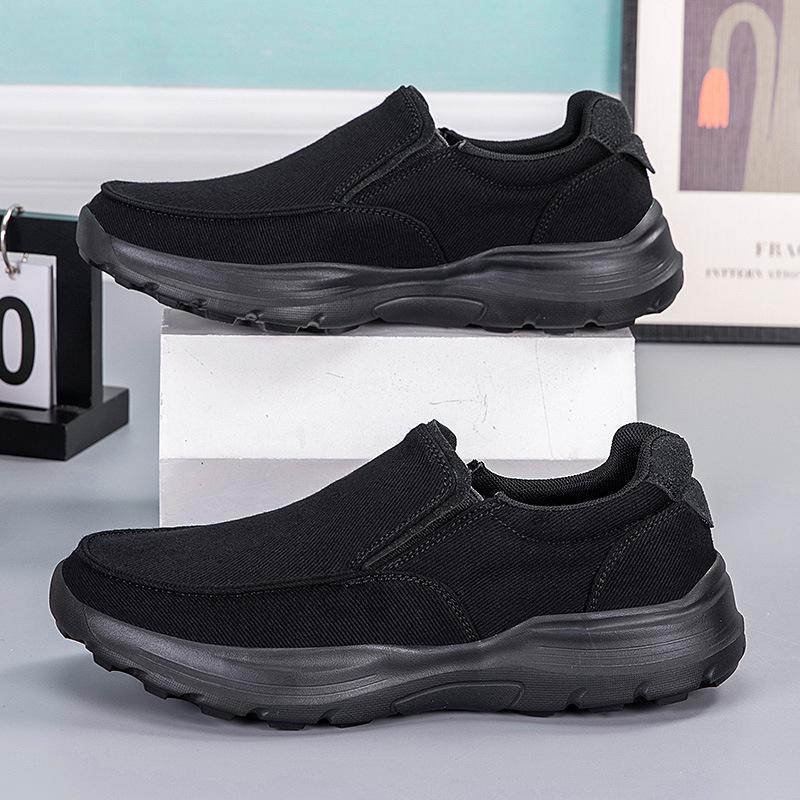 

Old Beijing cloth shoes men s one-pedal men s shoes spring and autumn versatile lazy lightweight men s dad casual canvas shoes 44 чёрный