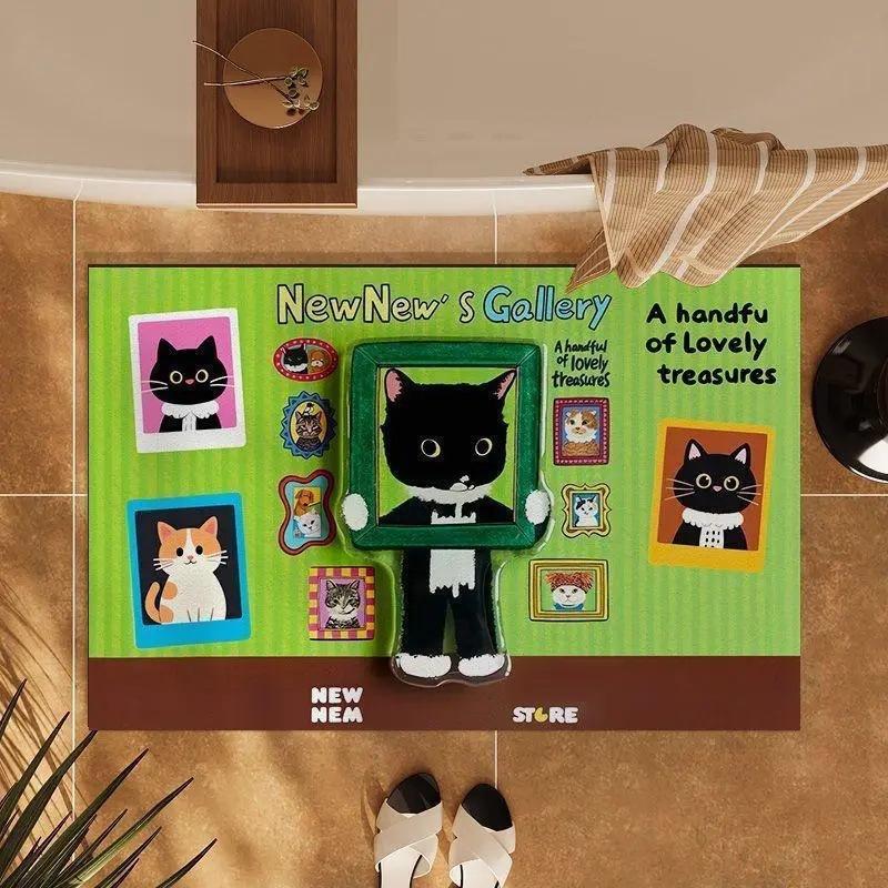 Cats Stage Party Oil Painting Art PVC Coil Doormat Cuttable Anti Slip Entrance DoorMat Dirt Sand Trapping Shoe Scraper Floor Rug