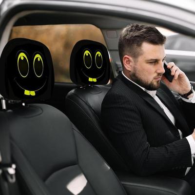 Headrest Covers 2 Pieces Car Seat Headrest Cover Funny Expression Design Cute Breathable For Interior Vehicle Auto Decoration