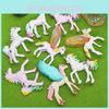 Buntes Einhorn-PVC-Modell mit simulierten Edelsteinen, Schreibtischornament für das Kinderzimmer