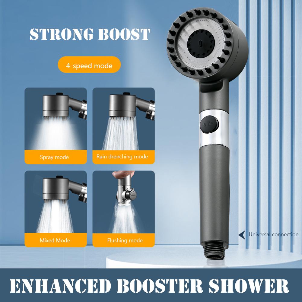 Filter Showerhead Powerful Pressurization Large Flow Shower Head Adjustable 4 Modes Replacement Parts Bathroom Accessories