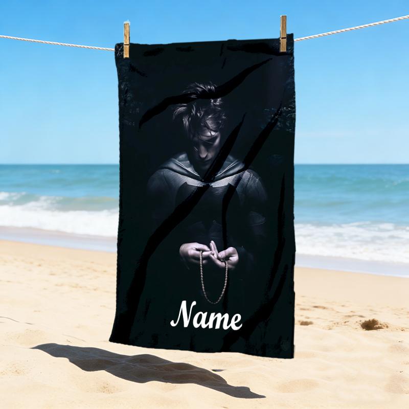 Custom Name Batman Saga Stylish Digital Printing Beach Towel Quick‑Drying Absorbent Blanket for Beach Pool Gym Travel