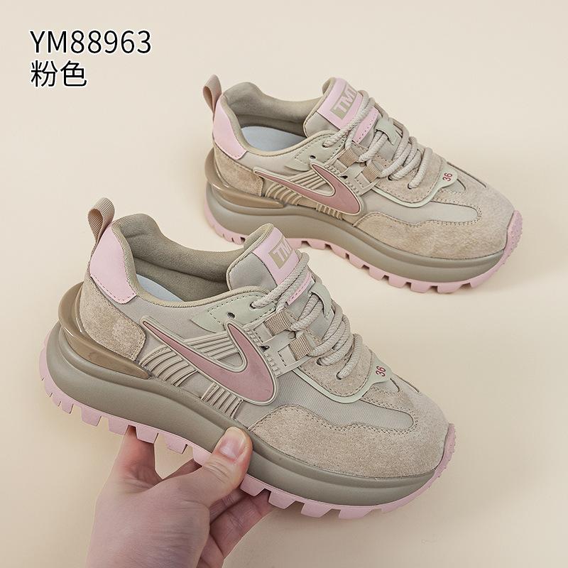 

Platform-soled Forrest Gump shoes spring new round head light casual sports shoes 35 розовый