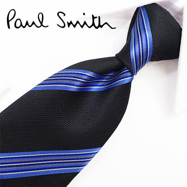 Paul Smith Necktie with Ribbon, Paul Smith Case & Shopping Bag (REDROSE Original) PS31 BlackBlue (Gift, Birthday, Gift Wrapping) [Item]