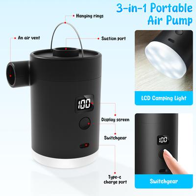 Portable Wireless Inflation Pump Outdoor Mini Air Pump with Digital Power Display and LED for Camping Vacuum Bag Air Cushion NEW