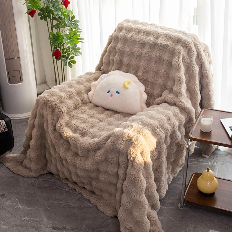 Plush sofa blanket comfortable soft bubble plush bedroom living room non-pilling non-shrinking blanket