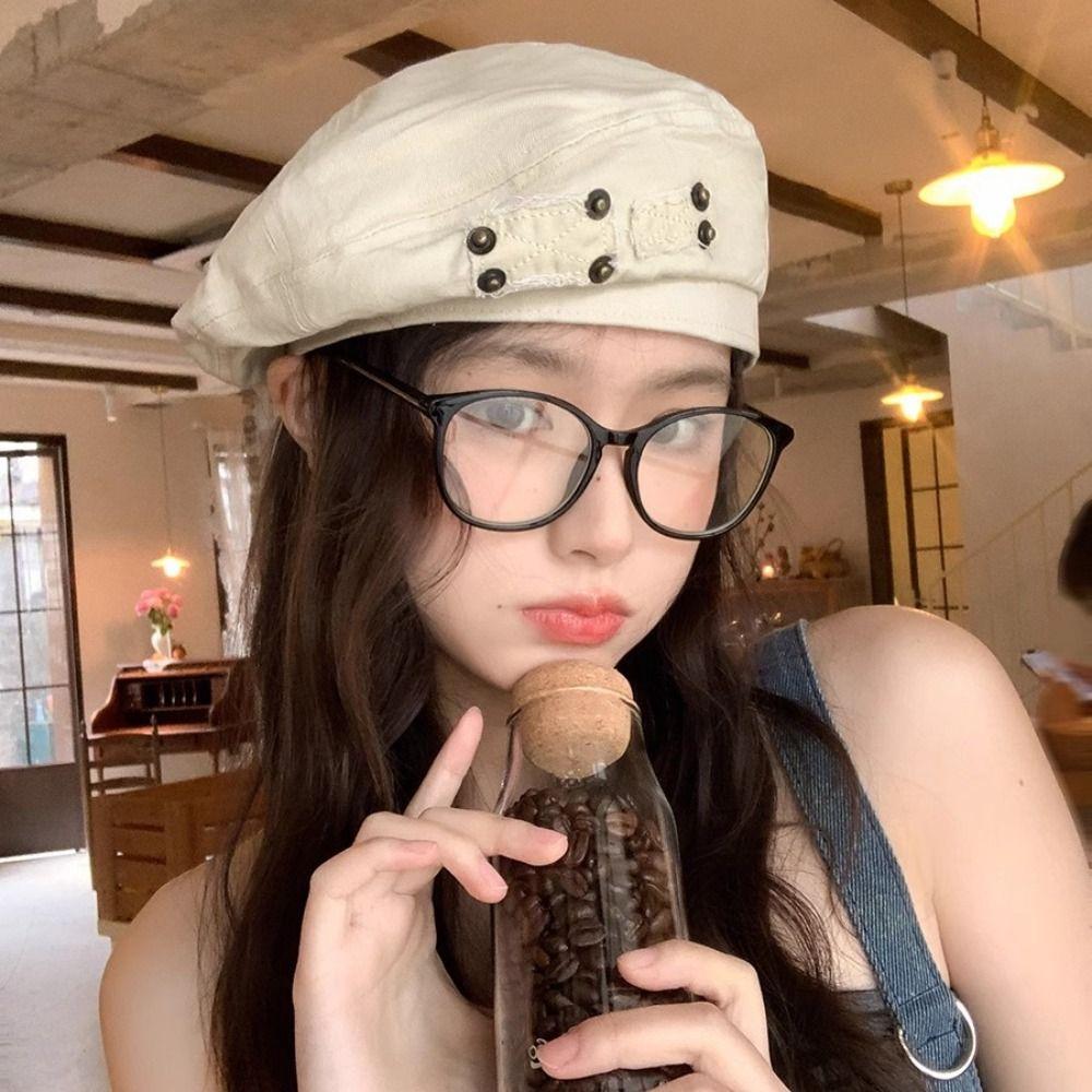 Retro Painter Hat Japanese Style Artist Cap Personality Washed Cotton Demin Berets  Streetwear