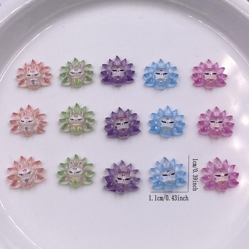 50pcs Mix Resin Colorful Mini Kawaii Cartoon Fox Art Nail Flatback Stone Applique DIY Wedding Scrapbook Decor Crafts Accessories