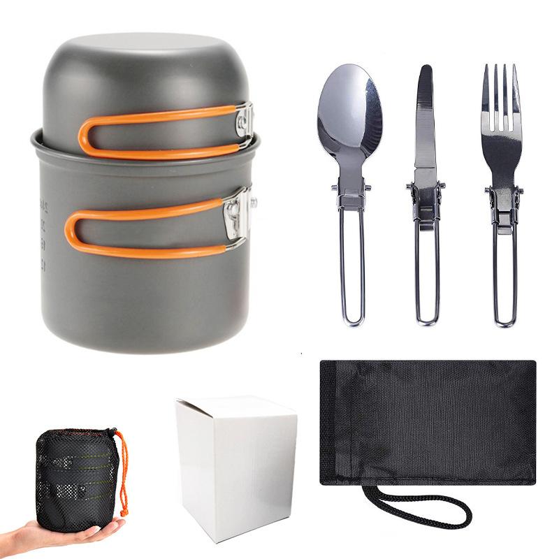

Outdoor Products Outdoor Set Of Pots 1-2 People Pot Set Portable Camping Cookware With Tableware Ds-101