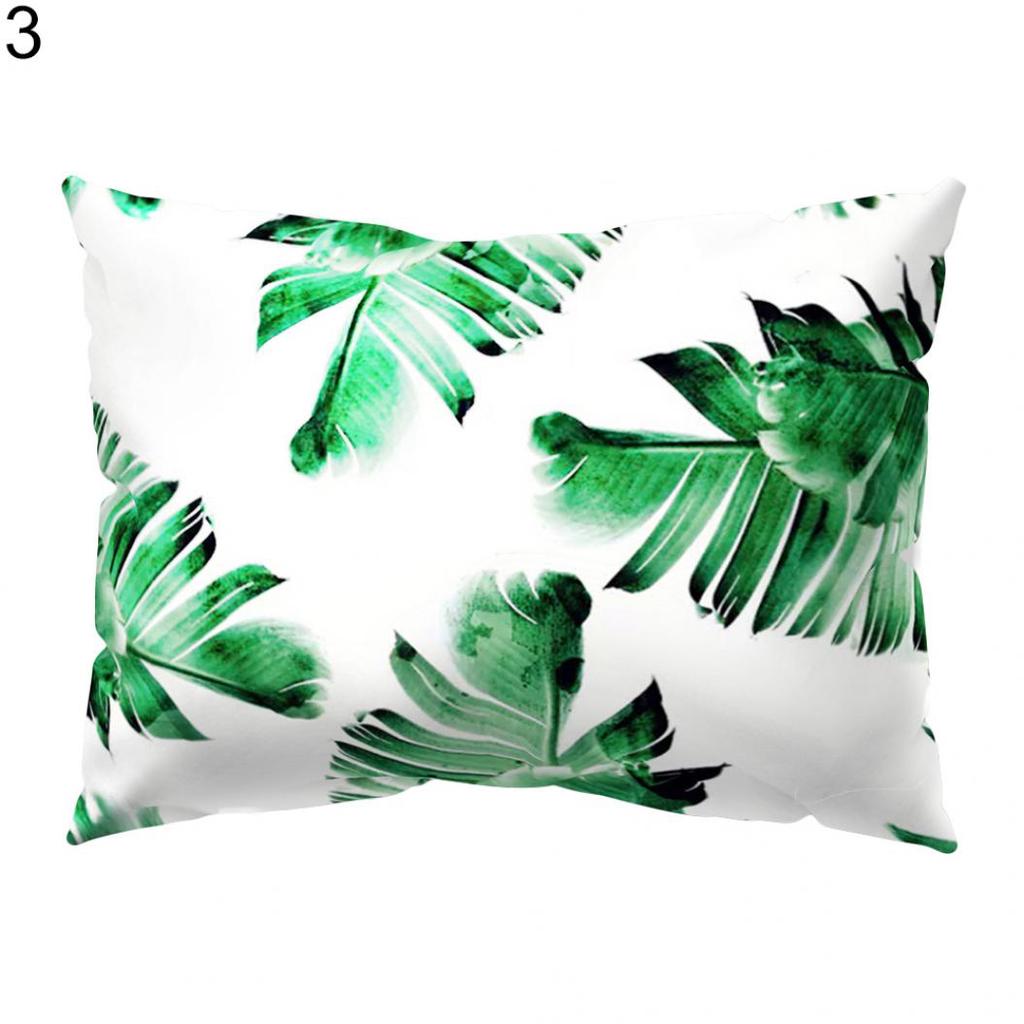 Tropical Green Leaves Rectangle Pillow Case Cushion Cover Sofa Home Decoration