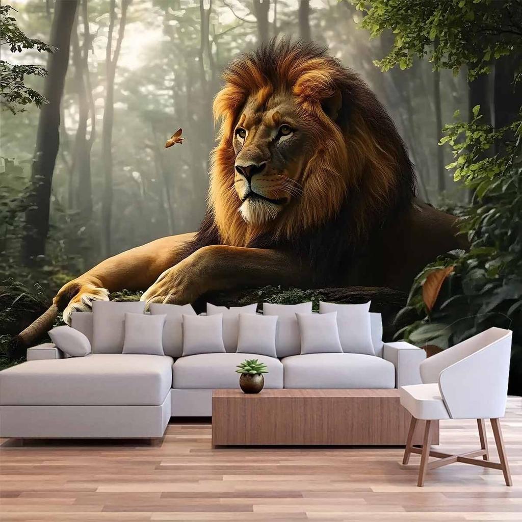 1Pc Jungle Lion Tapestry Wall Hanging, Decorative Fabric Poster for Bedroom, Living Room, Dorm & Home Decor