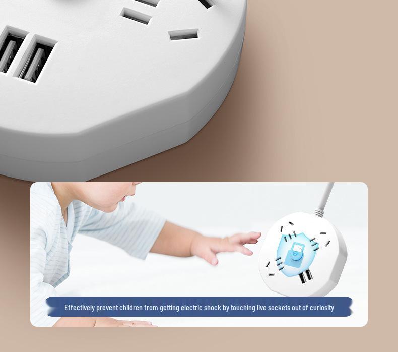Compact Multi-Outlet Power Strip with Long Cord for Safe Household & Dorm Use