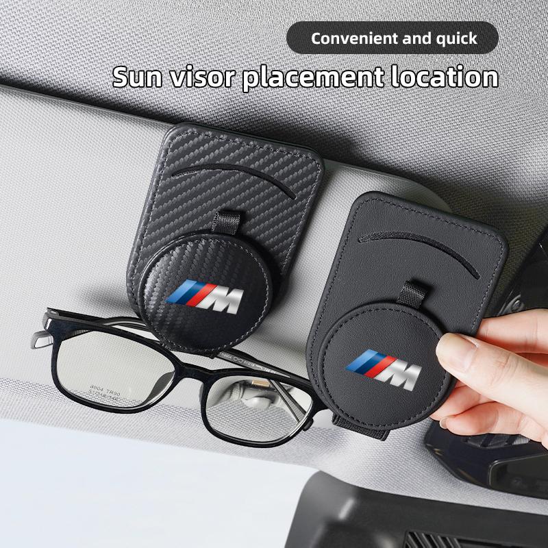 PU Leather Car Glasses Clip Multifunction Sun Visor Magnetic Eyeglasses Clip For BMW G80 G06 G07 G42 G14 G15 G16 M5 F20 Stickers npbf16