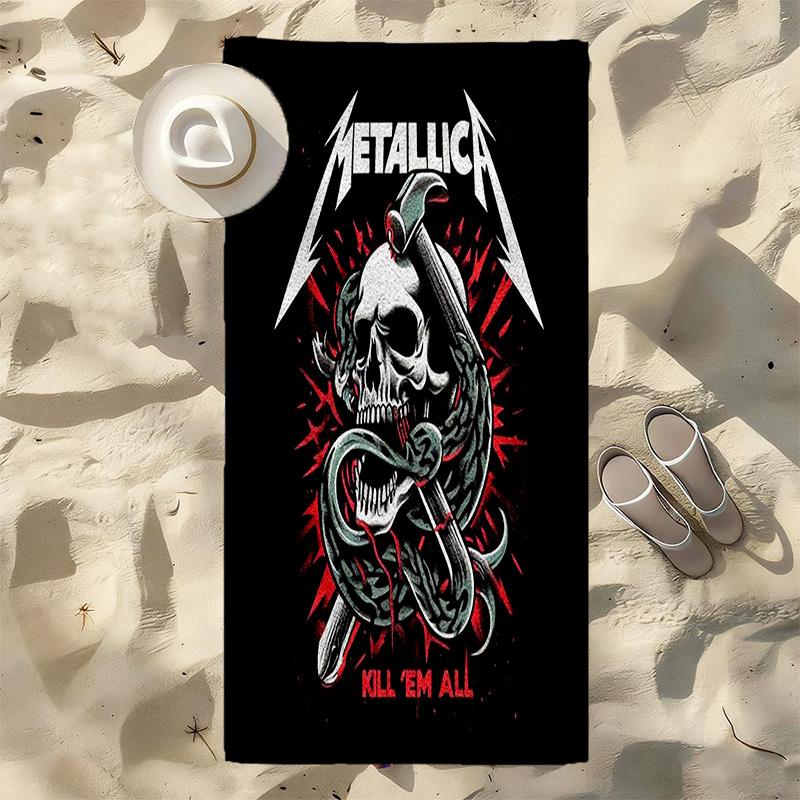 Metallica Album Artwork Schnelltrocknendes, hochsaugfähiges Strandtuch, geeignet für Strand, Pool, Fitnessstudio und Reisen. Sport-Schweißtuch Praktisch und langlebig