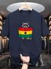 Unisex White Crew Neck Tee Cool Raccoon With Sunglasses Hold Ghana National Flag Cartoon Patriotic Animal Soft Cotton Male Tops