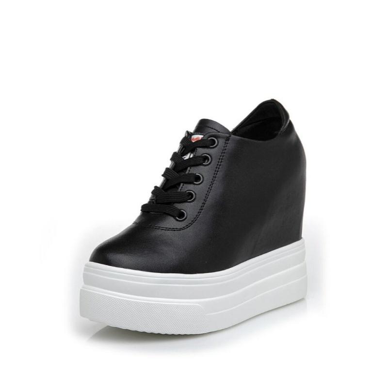 Spring Genuine Leather Increased Women's Shoes 11cm Fashion Classic Casual Shoes Original Korean Version Heels Autumn Sneakers
