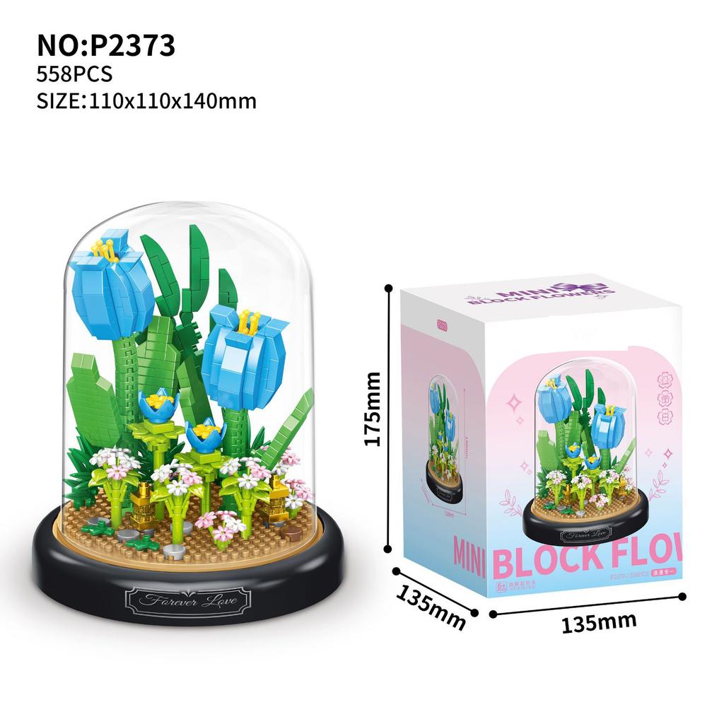 Flower Constructor Blocks Home Decoration Bouquet Flowers Model Building Blocks Toy Assembly Toy Birthday Gift for Children Girl