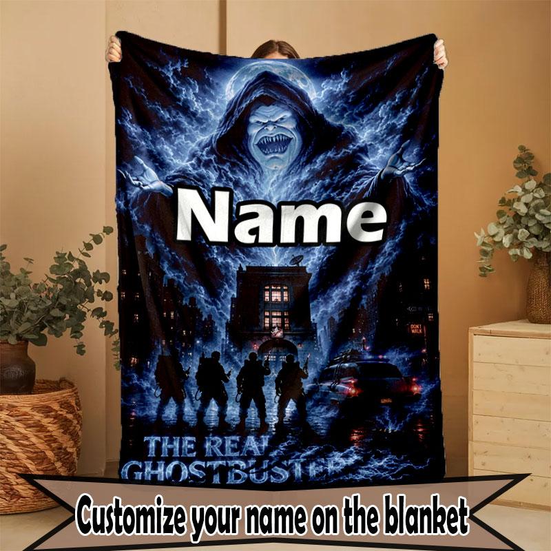 Custom Name Personalized Ghostbusters Print Blanket, Home Decor, Bedroom, Sofa, Camping, Couch, Gifts for Birthday Christmas