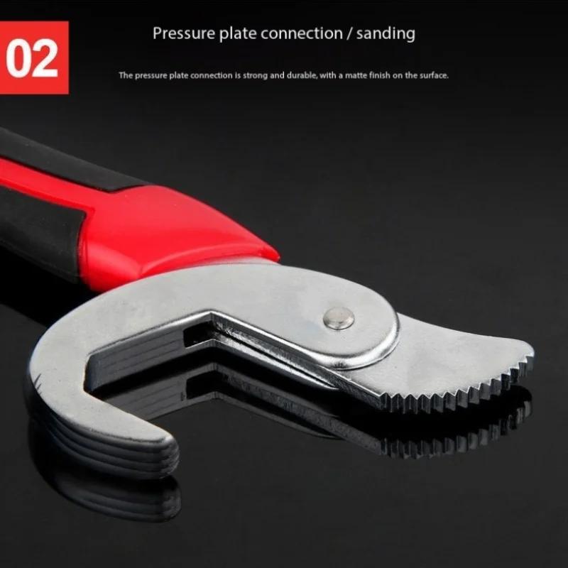 1pc Heavy-Duty Adjustable Wrench with Ergonomic Grip - Large Open End & Socket Compatible, Durable Chrome Vanadium Steel