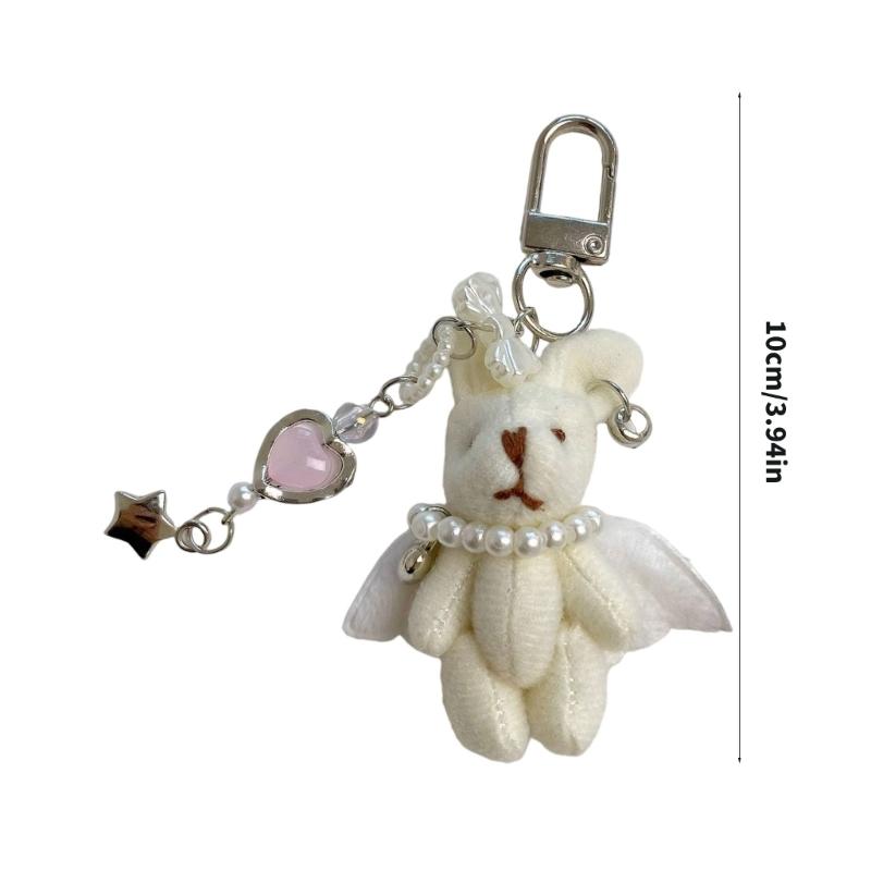 Soft Plush Rabbit Keychain Bag Charm With Alloy Hook, PP Cotton Stuffed Animal Accessory Ornament For Women Girls