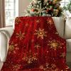 Soft, Warm Flannel Cozy Vintage Christmas Blanket with Golden Snowflakes - Perfect for Naps, Camping, Travel & Home Decor - Idea