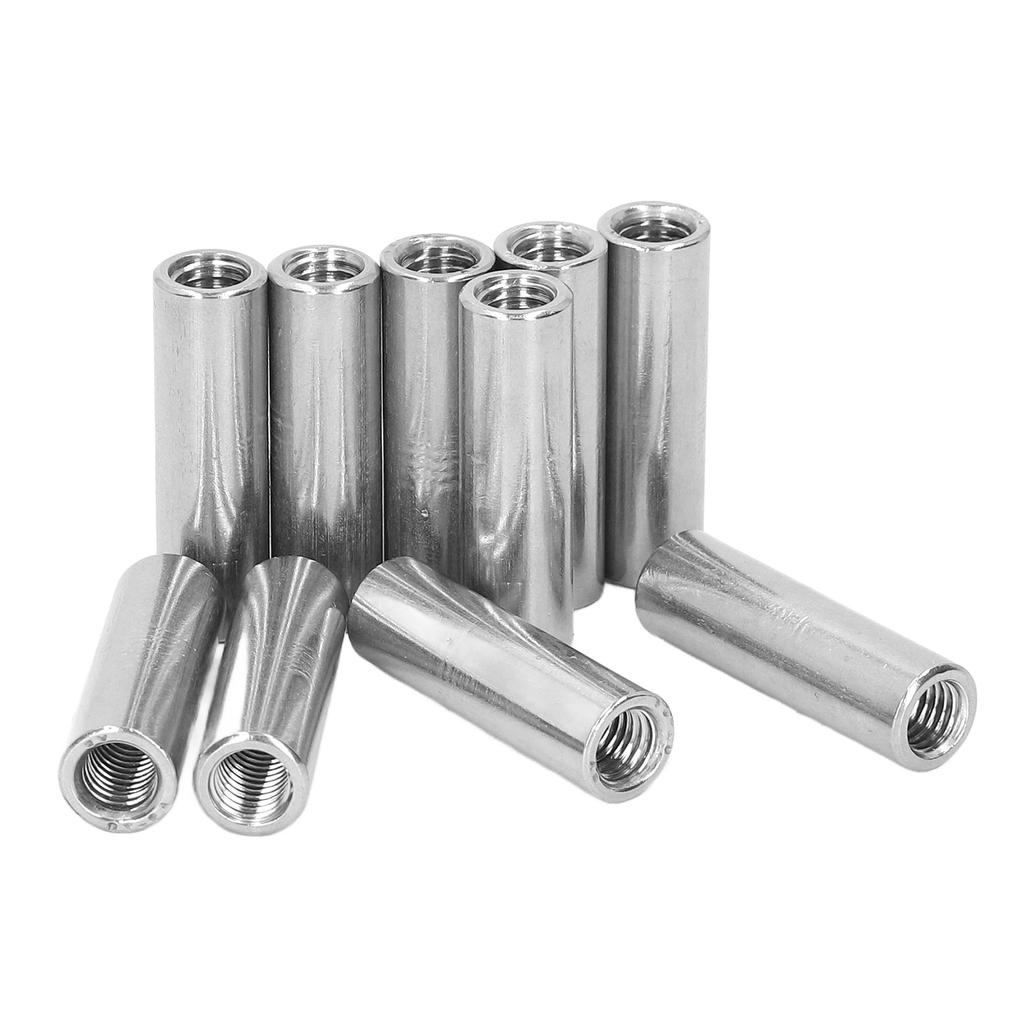 10PCS Female Thread Coupling Nut M8 X 1.25 12 L40mm Round Shape Coupling Nut Set for Connection