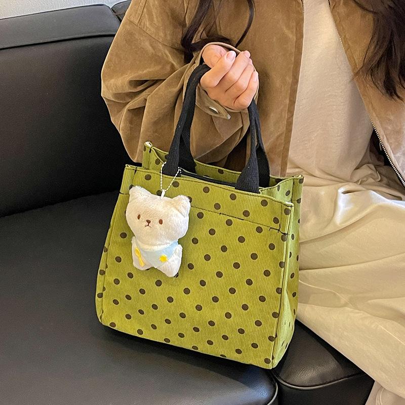 Dot-pattern Tote Bag - Cute Girl's Pink Single-shoulder Canvas Handbag