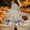 Halloween Women's Floral Print Midi Dress A Line Dress Vacation Casual Daily Regular Fit  Long Sleeve V Neck Black  Spring Fall