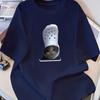 Cat In Crocs Shoe Graphic Print T-Shirt,Lightweight T-Shirt Breathable Cool, Comfortable Wear