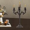 Height 17in Vintage 5-Arm Candle Holder – Rustic Brown Iron Candelabra for Tabletop Decor – Antique-Style 5-Light Candle Stand