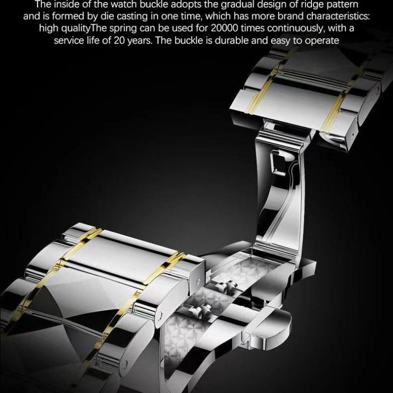 BINBOND Fashion Quartz Watch Ultra Thin Diamond Business Gold Watches Rhombic Three Dimensional Design Stainless Steel Luminous Watches with Gift Box