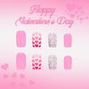24 uñas postizas con punta francesa, diseño de corazón rosa brillante, uñas artificiales cortas para fiestas de San Valentín.