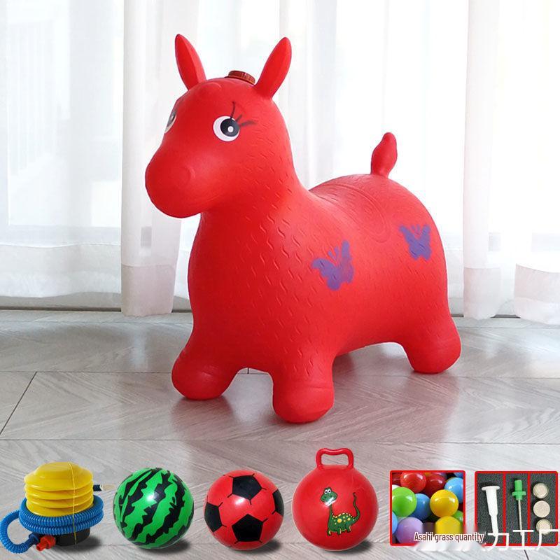 Extra Large Inflatable Bouncy Horse with Music - Thickened Leather Ride-On Pony for Children