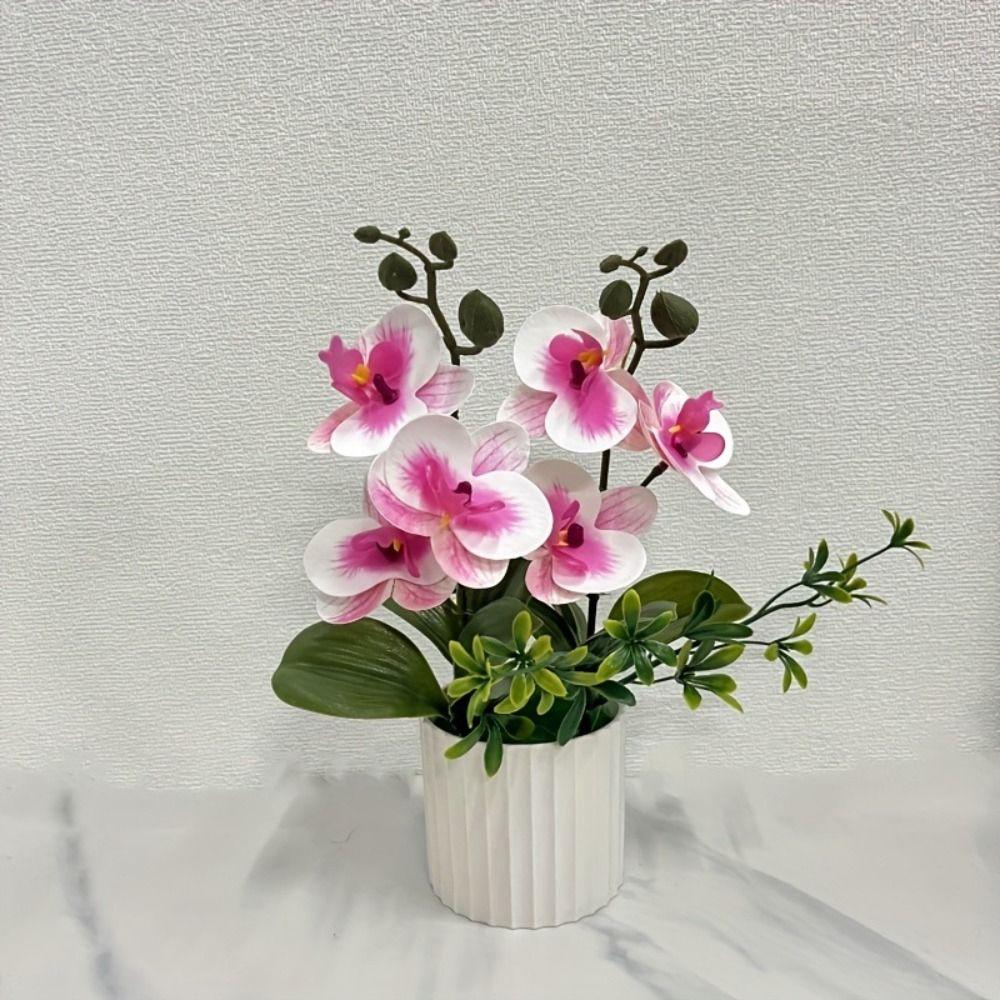 Plastic Butterfly Orchid Artificial Flower Fake Plant Flower Potted  Home Office Decoration