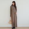 Autumn/Winter Brushed Half-High Collar Long Sleeve Slimming Dress
