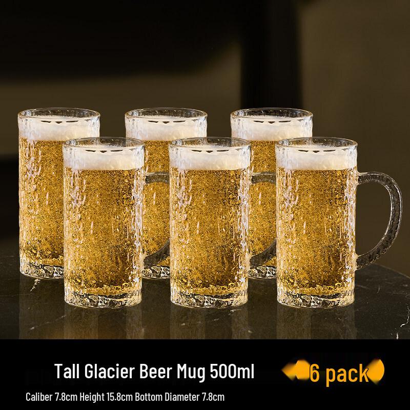 ZISIZ Handmade Bark Pattern Glass Beer Mug