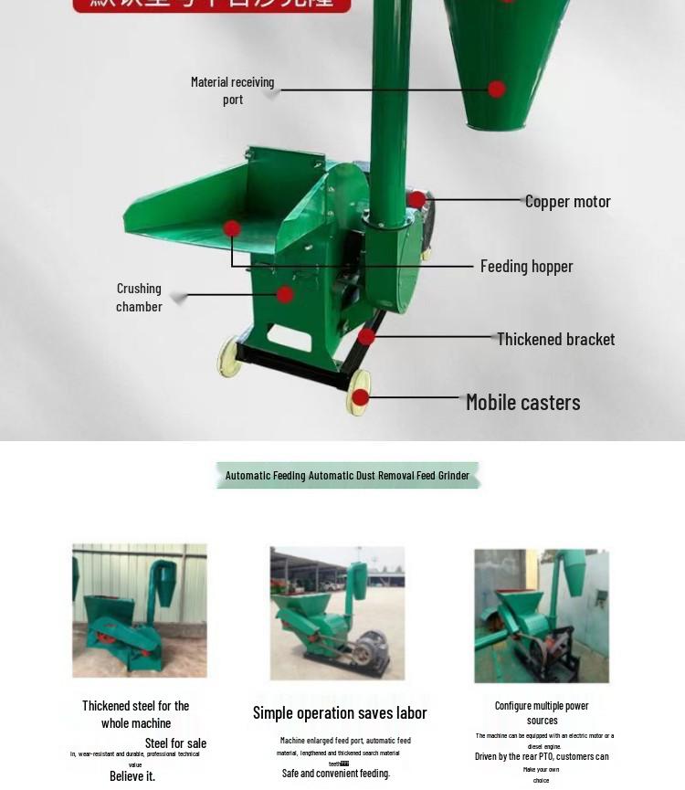 Large Hammer Mill Crusher for Corn, Straw, Aquaculture, Chemical, and Salt Grinding