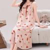 Premium Floral Cotton and Silk Nightgown Loose Suspenders Pajamas Long Skirt Sleeveless Temperament Vacation Style Dress Loungewear