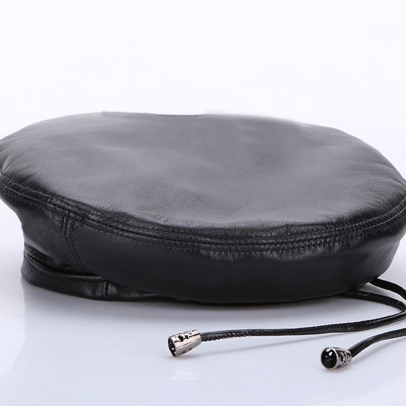 

Жіночий берет з овечої шкіри - Модний капелюх з натуральної шкіри в європейському та американському стилі, Осінньо-зимовий повсякденний універсальний капелюх британського художника L (57-58cm) Adjustable