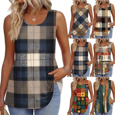 Tanktop mit quadratischem Kragen, bedruckt, lässig, lockere Passform, ärmelloses Shirt