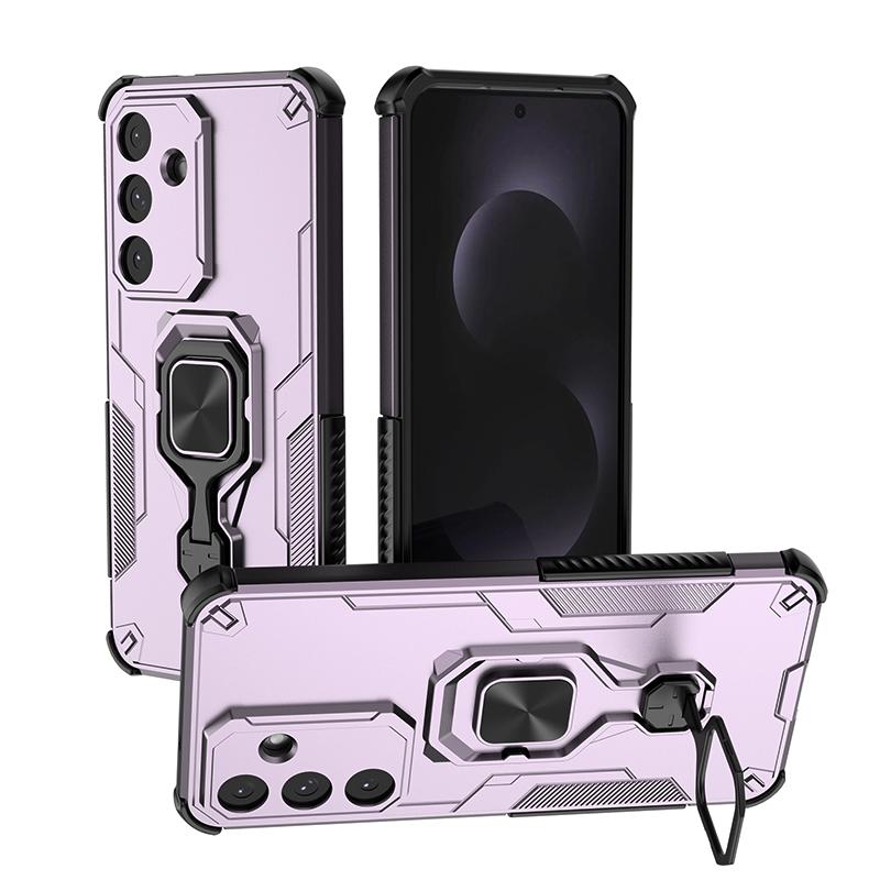 KEYSION Shockproof Armor Case for Samsung A17 5G Silicone+PC Upright Metal Live Ring Stand Phone Back Cover for Galaxy S25 FE 5G