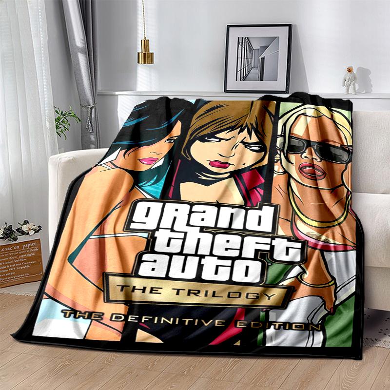 GTA Flannel Blanket Soft All-Season Throw, Design for Camping, Car Travel, Hiking Sofa, Bed, Office Perfect Gift for Parties