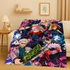 Anime Jujutsu Kaisen Cartoon Itadori Yuj Flannel Blanket,Ultra Soft Warm Plush Throw for Home Bedroom Bed Sofa Cover Kid Gift