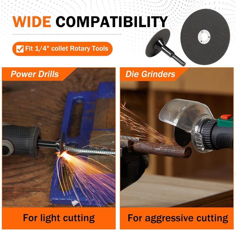 2 Inch Diameter Die Grinder Cut Off Wheel High Speed 3/8in Arbor Hole Drill Metal Cutter Attachment Reinforced