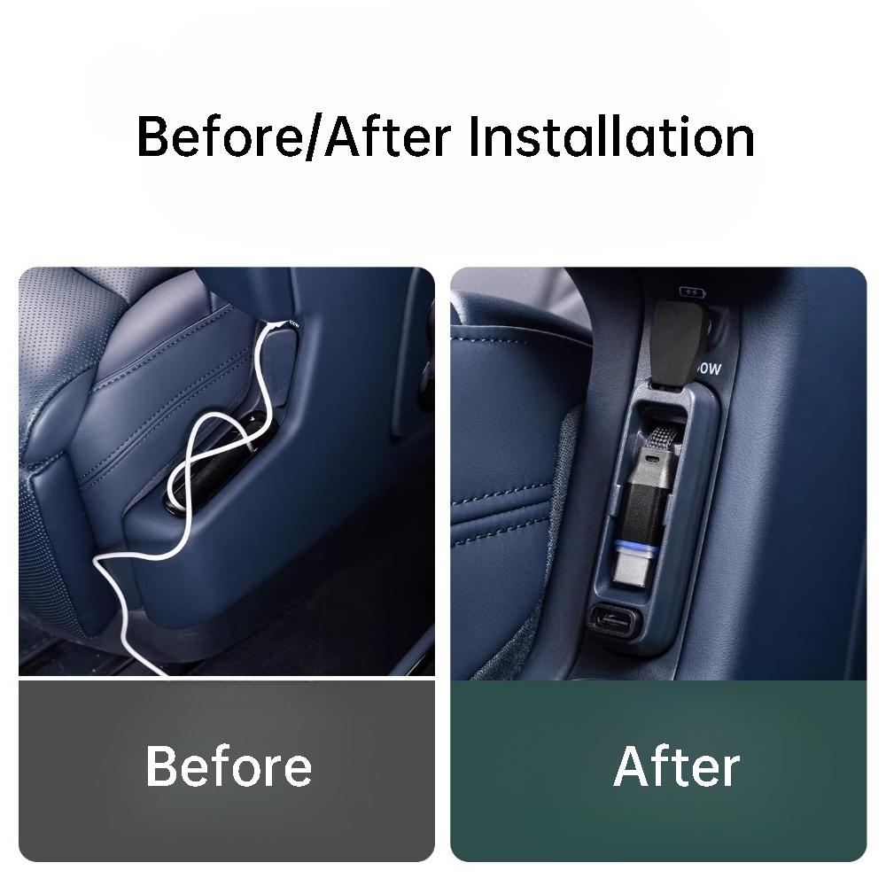 For Zeekr 9X Car Second Row Seat Dock Rear Fast Charging Retractable Cable Charger Extension Cord Interior Accessories