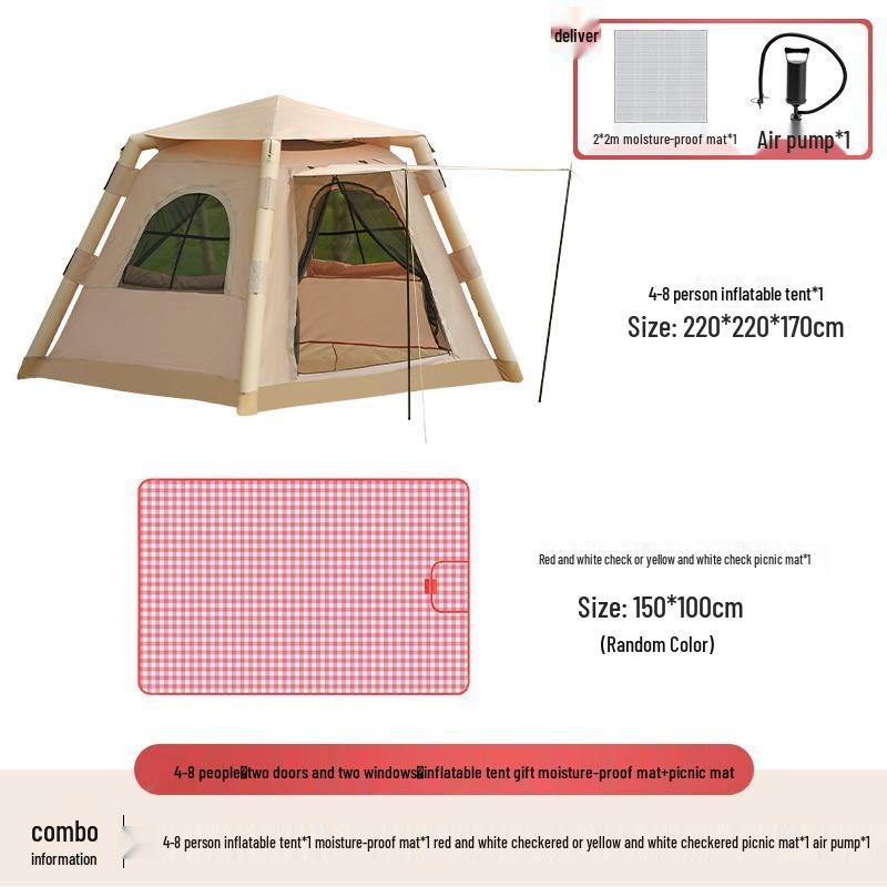 Portable Rainproof 3-5 Person Inflatable Tent - Fully Automatic Outdoor Camping Gear