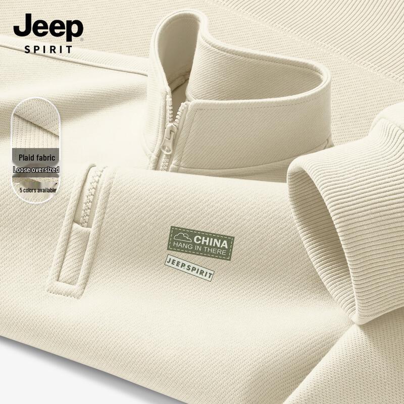 JEEP SPIRIT Men's Half-Zip Stand Collar Pullover Sweatshirt