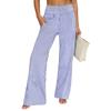 Women's Fashion Loose Pleated Elastic Waistband Pocket Striped Casual Pants