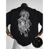 European Size Creative Front And Back Printed Round Neck T-Shirt,  Pure, Trendy And Fashionable Short Sleeves for Summer, Casual Everyday Style Top